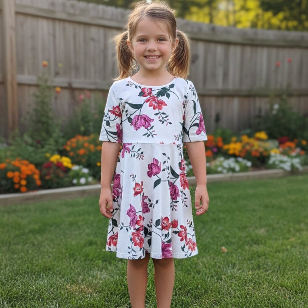 Old Navy floral print knit dress size Small 6/7